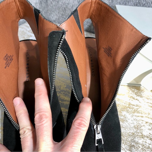 Lucky Brand Open Toe Suede Bootie Sz 10 - Picture 12 of 13